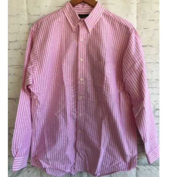 J. Crew Other - J Crew Oxford Shirt Pink White Striped 100% Cotton